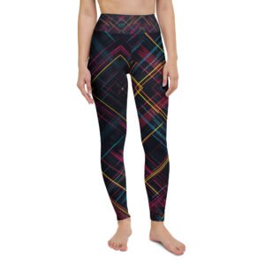 Cyber Grid All-Over Print Yoga Leggings - Premium High-Waisted Fitness Tights