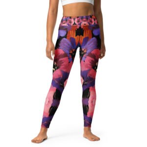 Vibrant Electric Blossom AOP High-Waisted Yoga Leggings