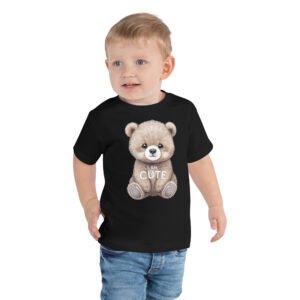 Little Bear "I Am Cute" Black Toddler Graphic Tee