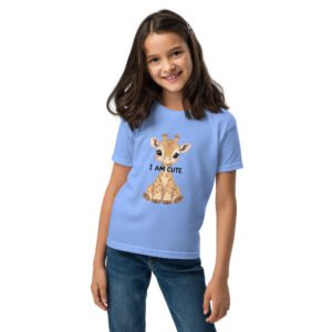 Cute Giraffe Sky Blue Graphic Tee for Boys & Girls