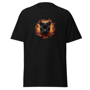 Black Cotton T-Shirt - Flaming Panther Graphic Print
