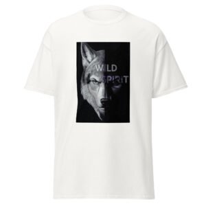 White Cotton T-Shirt - "Wild Spirit" Wolf Graphic Print